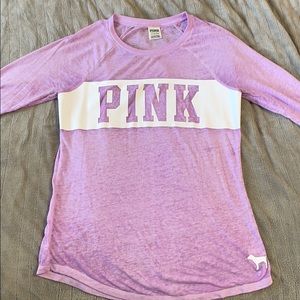 Pink lightweight/see through 3/4 sleeve t shirt